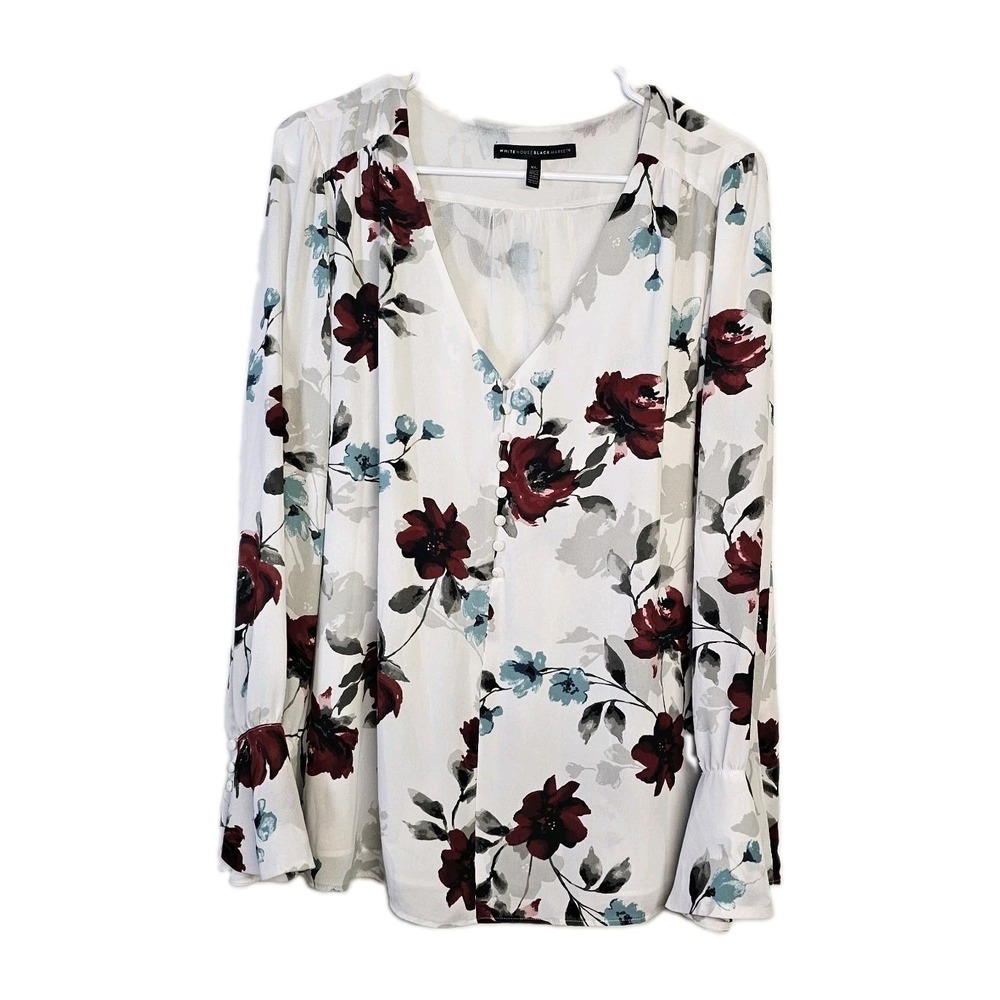 WHBM Floral Blouse & Camisole XL Long Sleeve Romantic Whimsical Elegant EUC